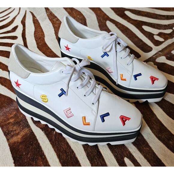 Stella McCartney Sneak-Elyse Monogram Platform Sneakers Sz 37.5 US 7.5 - Picture 1 of 11